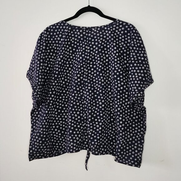 J. by J.Crew Navy Floral Cotton Blouse – Size 3X - Picture 3 of 5